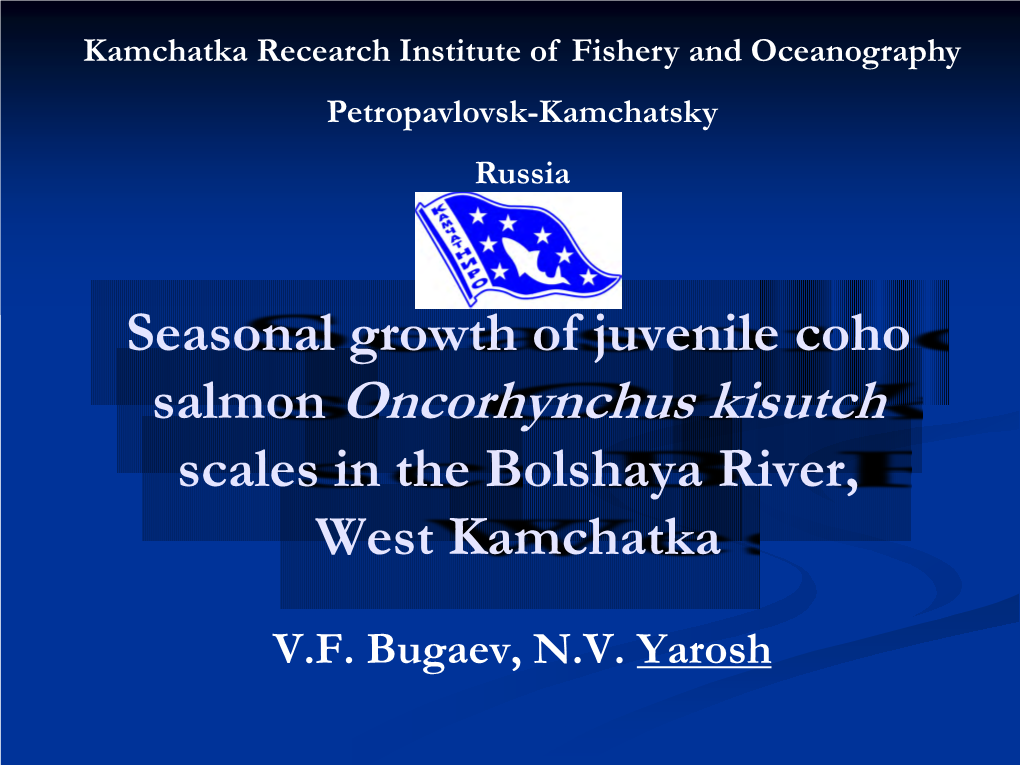Seasonal Growth of Juvenile Coho Salmon Oncorhynchus Kisutch Scales in the Bolshaya River, West Kamchatka