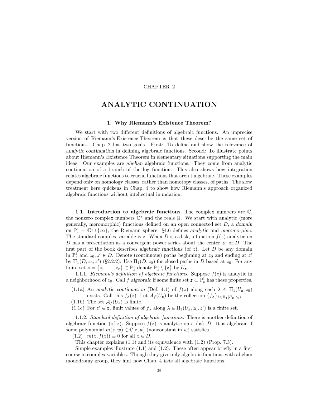 Analytic Continuation