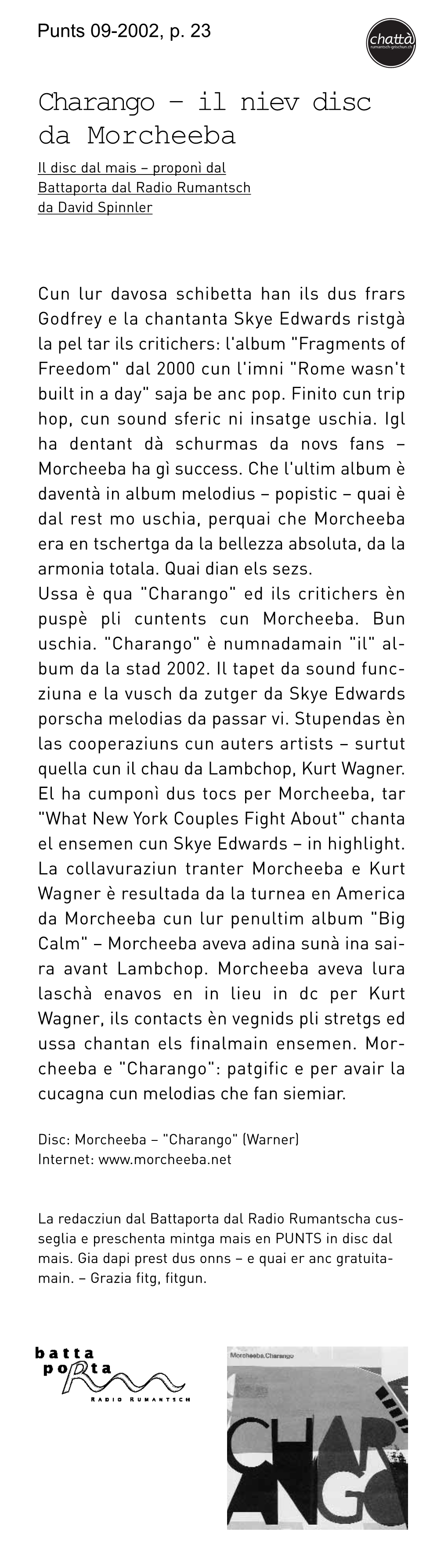 Charango – Il Niev Disc Da Morcheeba