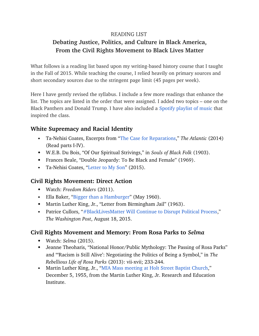 Black Lives Matter Reading List