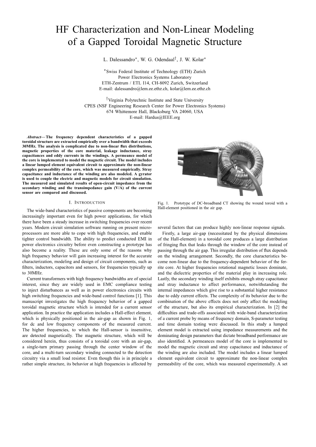 HF Characterization and Non-Linear Modeling of a Gapped Toroidal Magnetic Structure