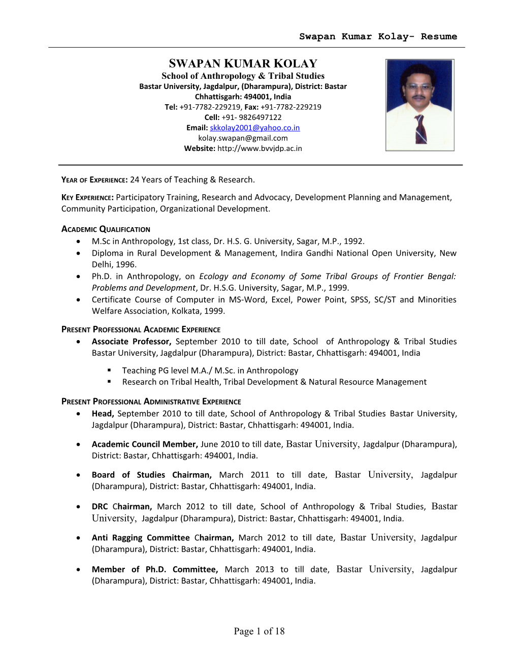 Swapan Kumar Kolay- Resume