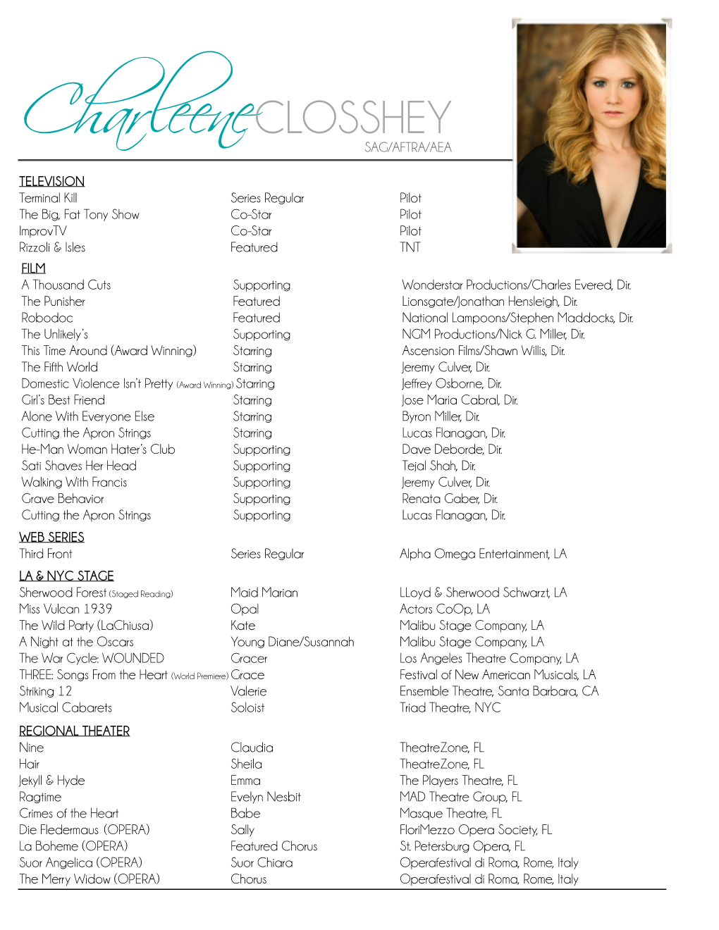 Charleene Closshey Online Resume