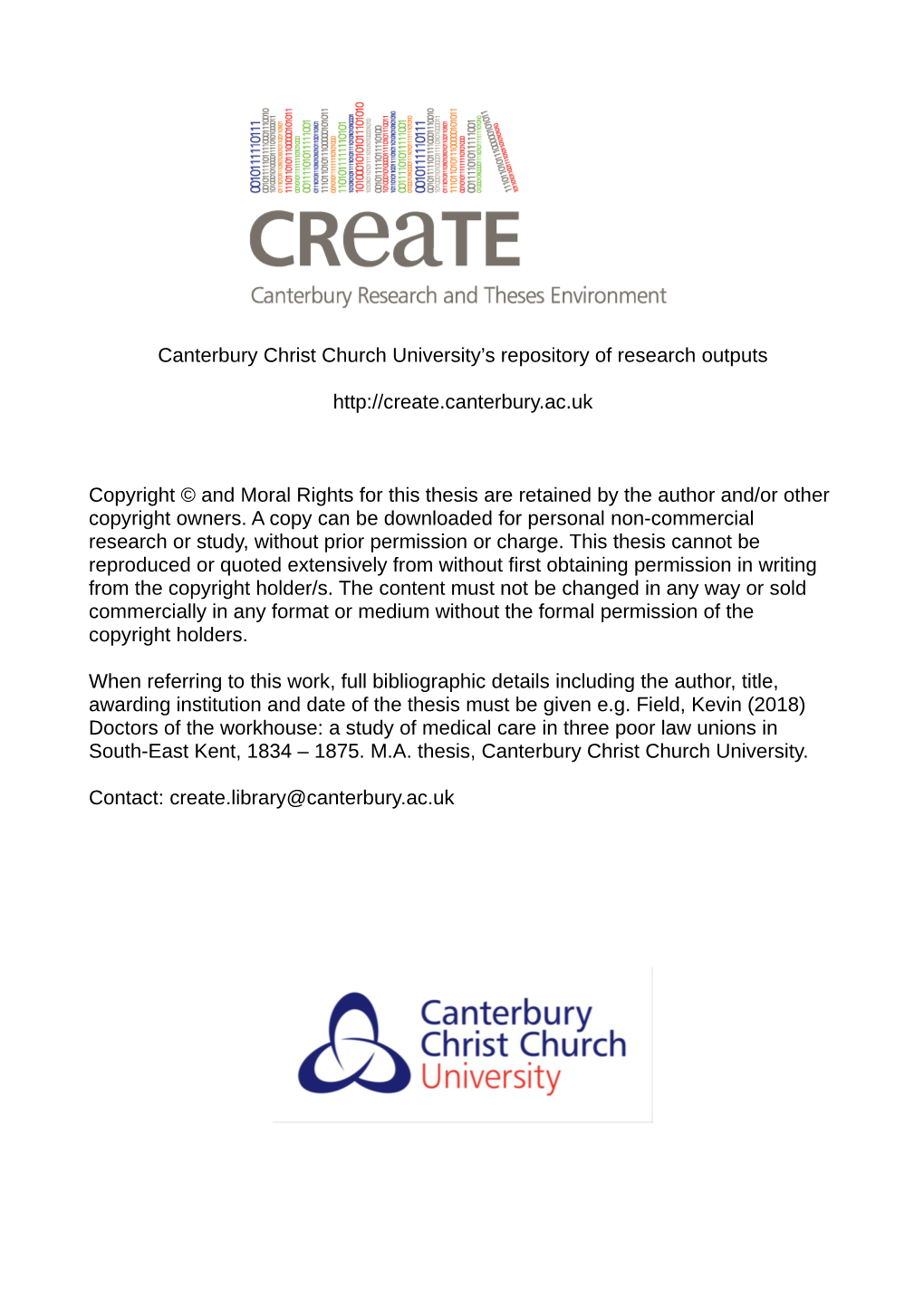 Canterbury Christ Church University's Repository of Research Outputs Http