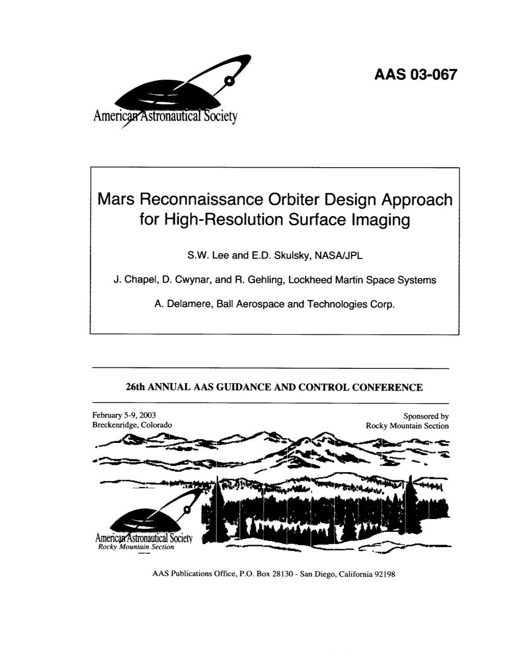 Mars Reconnaissance Orbiter Design Approach for High-Resolution Surface Imaging