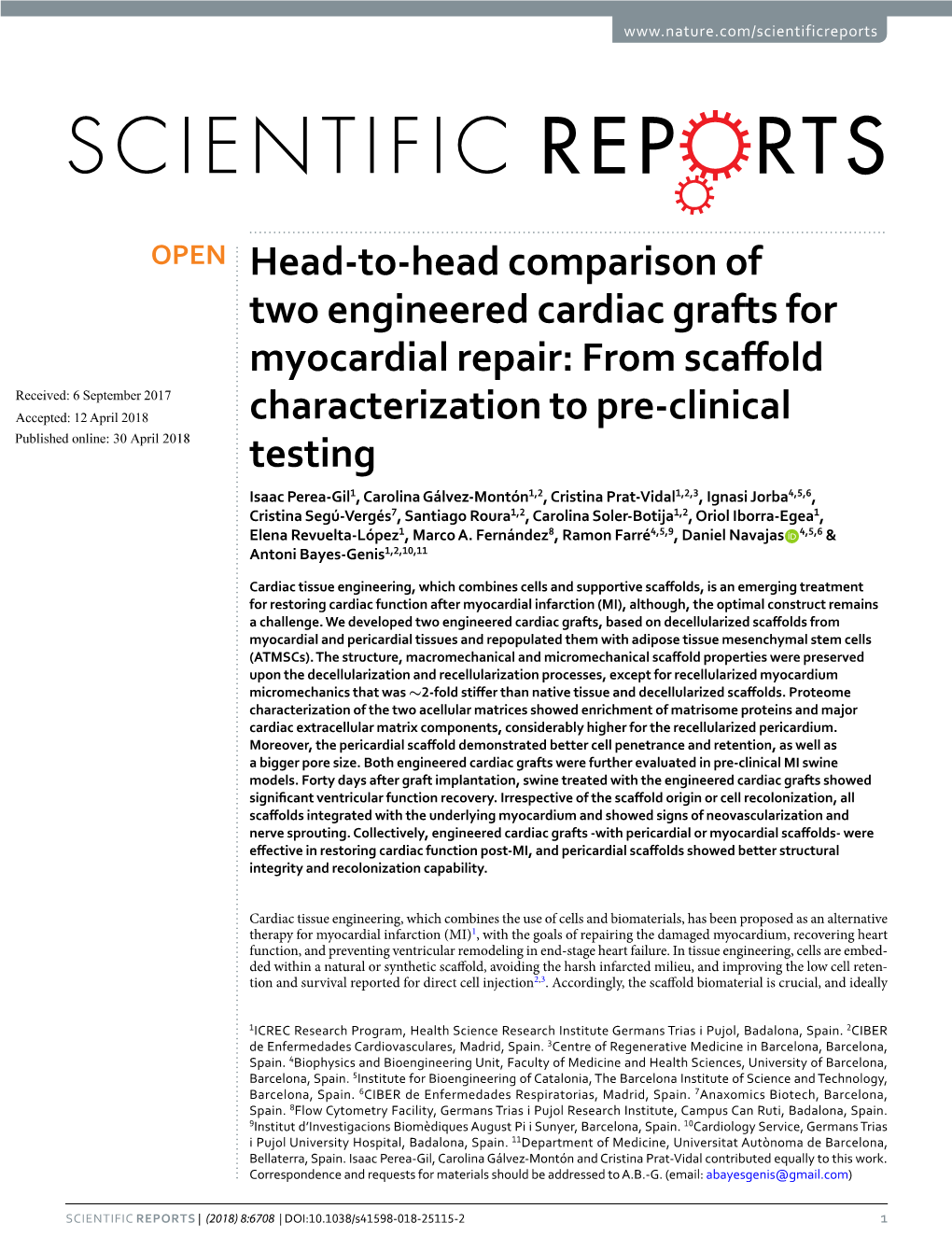 Head-To-Head Comparison of Two Engineered Cardiac Grafts