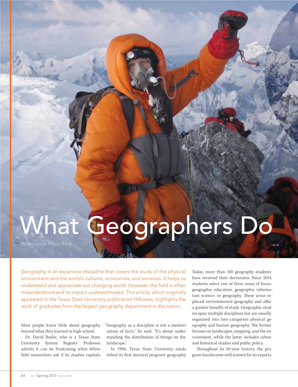 What Geographers Do by Amanda Inniss Beck
