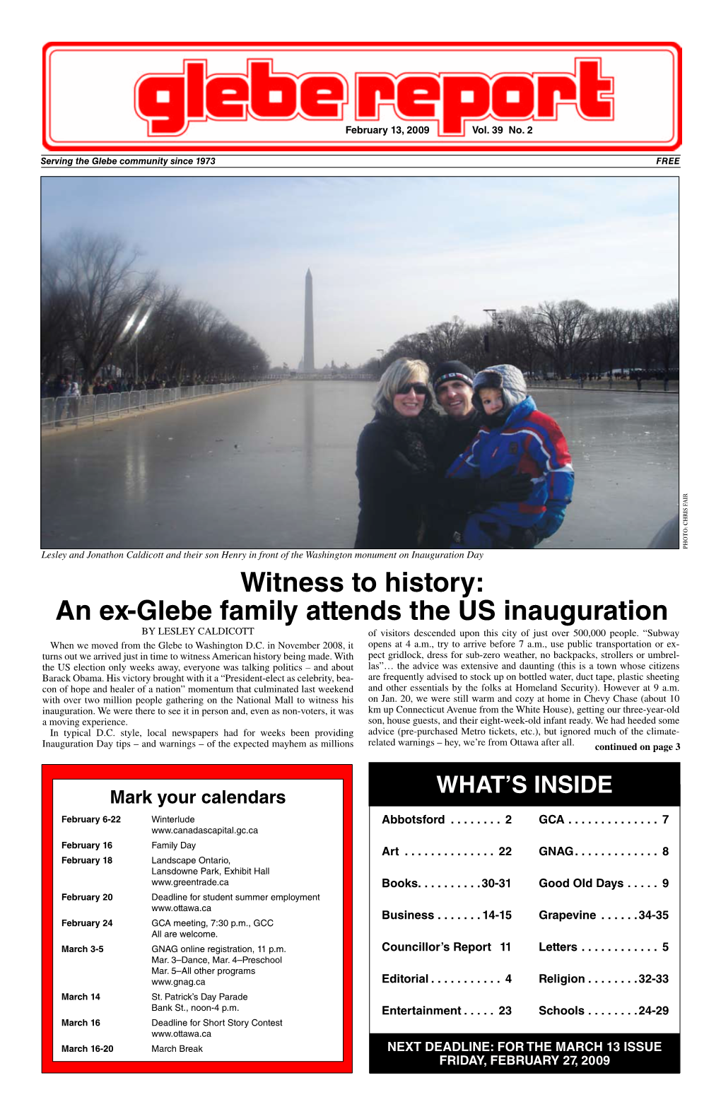 An Ex-Glebe Family Attends the US Inauguration by LESLEY CALDICOTT of Visitors Descended Upon This City of Just Over 500,000 People