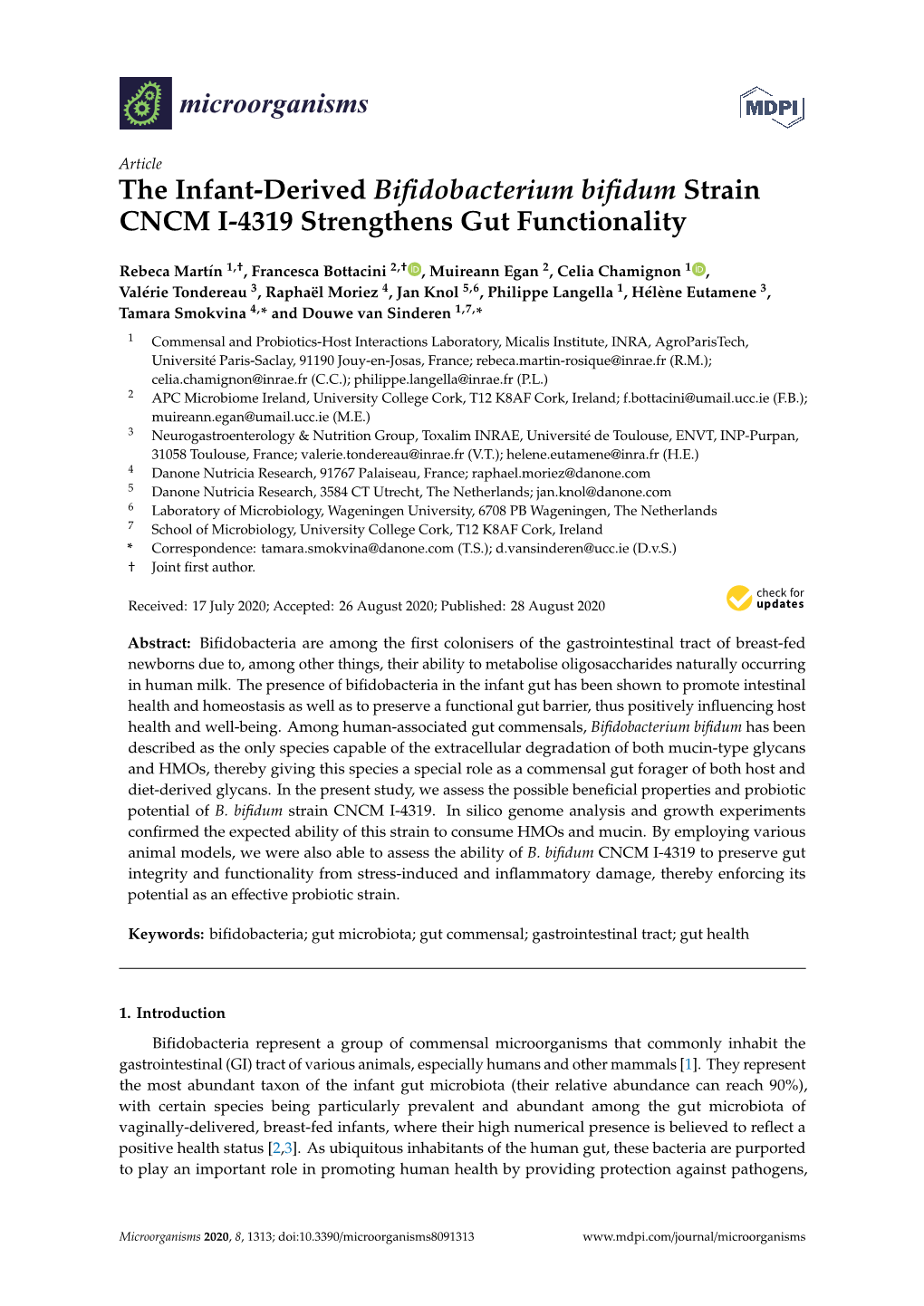 The Infant-Derived Bifidobacterium Bifidum Strain CNCM I-4319