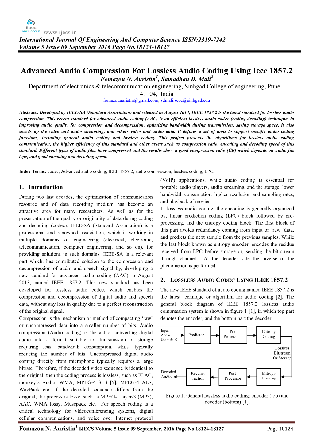 Advanced Audio Compression for Lossless Audio Coding Using Ieee 1857.2 Fomazou N