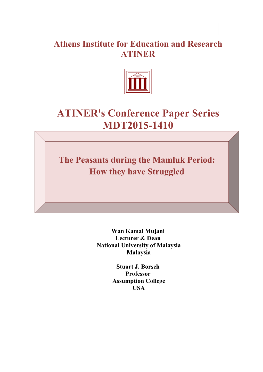 ATINER's Conference Paper Series MDT2015-1410