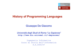 History of Programming Languages