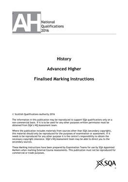 History Advanced Higher Finalised Marking Instructions