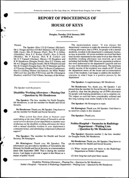 Report of Proceedings of House of Keys