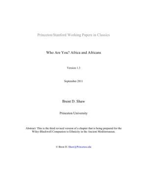 Africa and Africans Brent D. Shaw