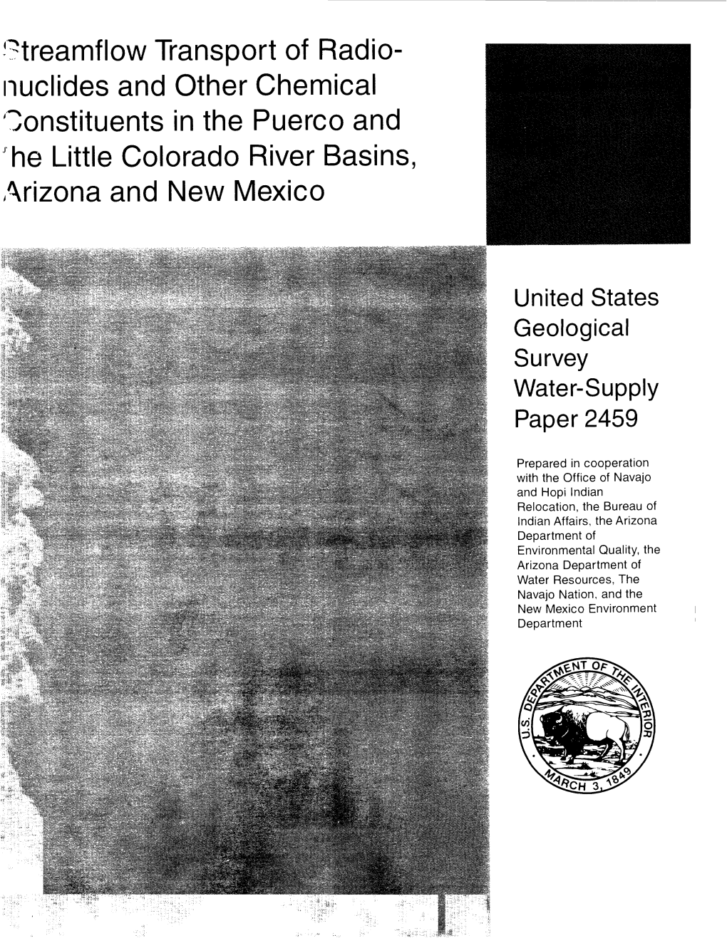 Nuclides and Other Chemical Constituents in the Puerco and 'He Little Colorado River Basins, Arizona and New Mexico