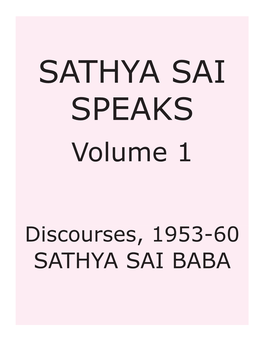Sathya Sai Speaks, Volume 1