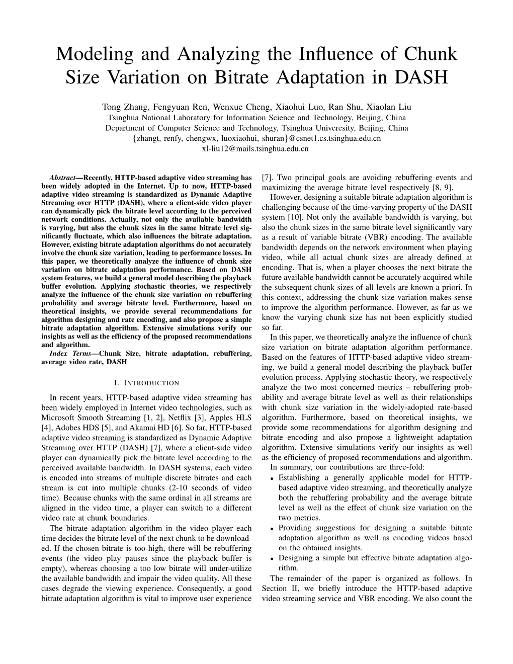 Modeling and Analyzing the Influence of Chunk Size Variation on Bitrate