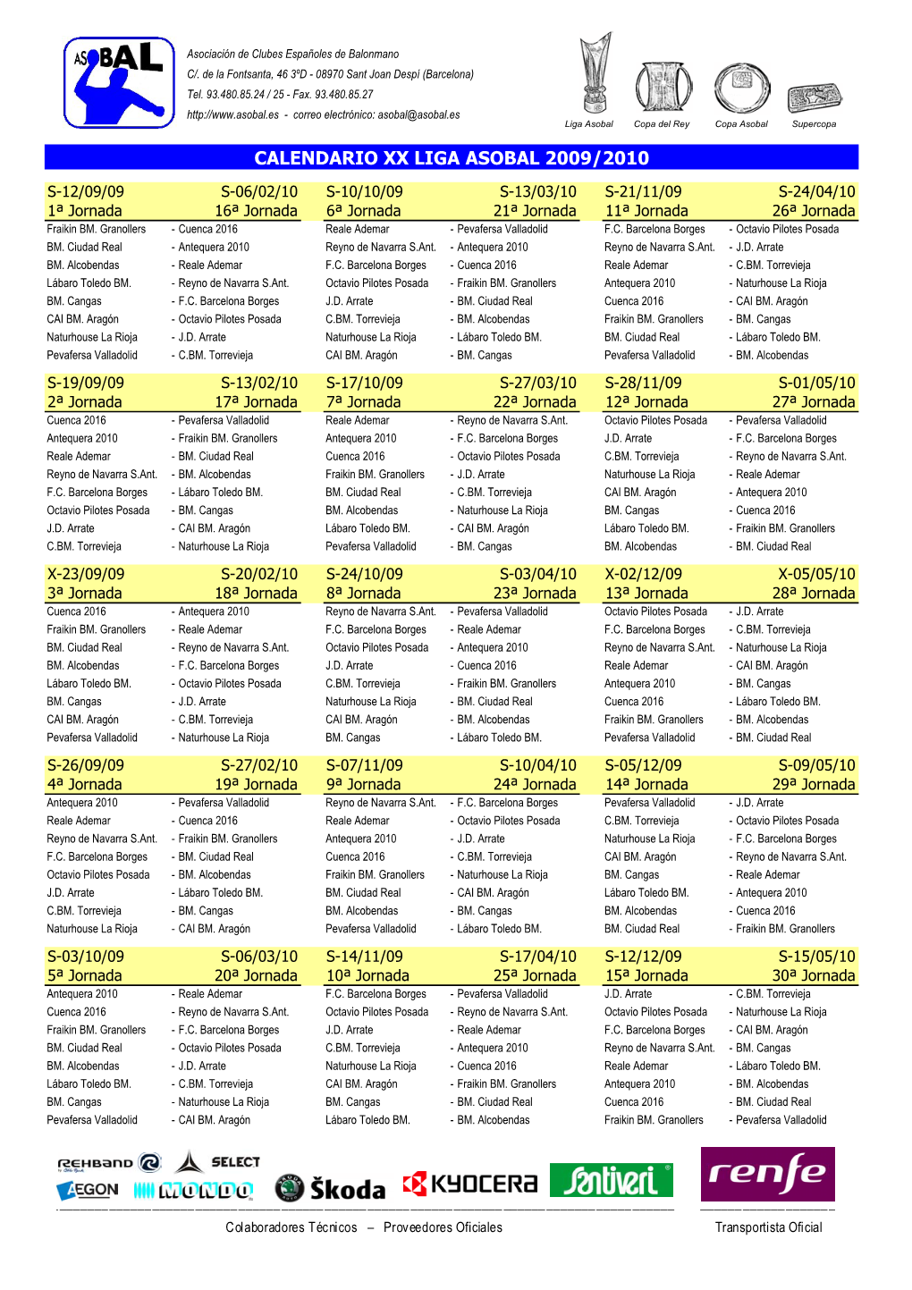 Calendario Sorteo 0910