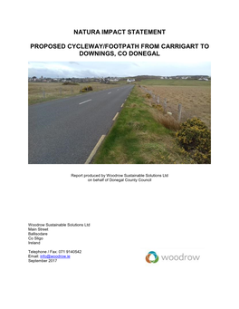 Natura Impact Statement Proposed Cycleway