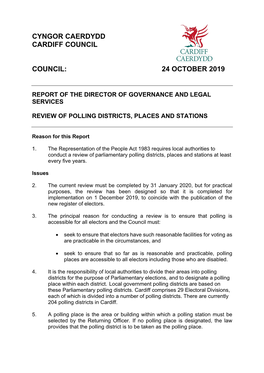 Cyngor Caerdydd Cardiff Council Council: 24 October