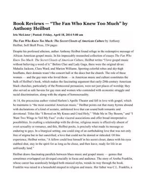 The Fan Who Knew Too Much” by Anthony Heilbut