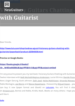 Visionary Guitars Chatting with Guitarist