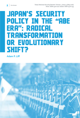 Abe Era”: Radical Transformation Or Evolutionary Shift? Adam P