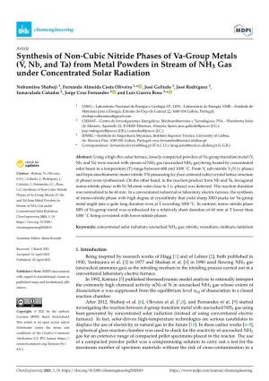 (V, Nb, and Ta) from Metal Powders in Stream of NH3 Gas Under Concentrated Solar Radiation
