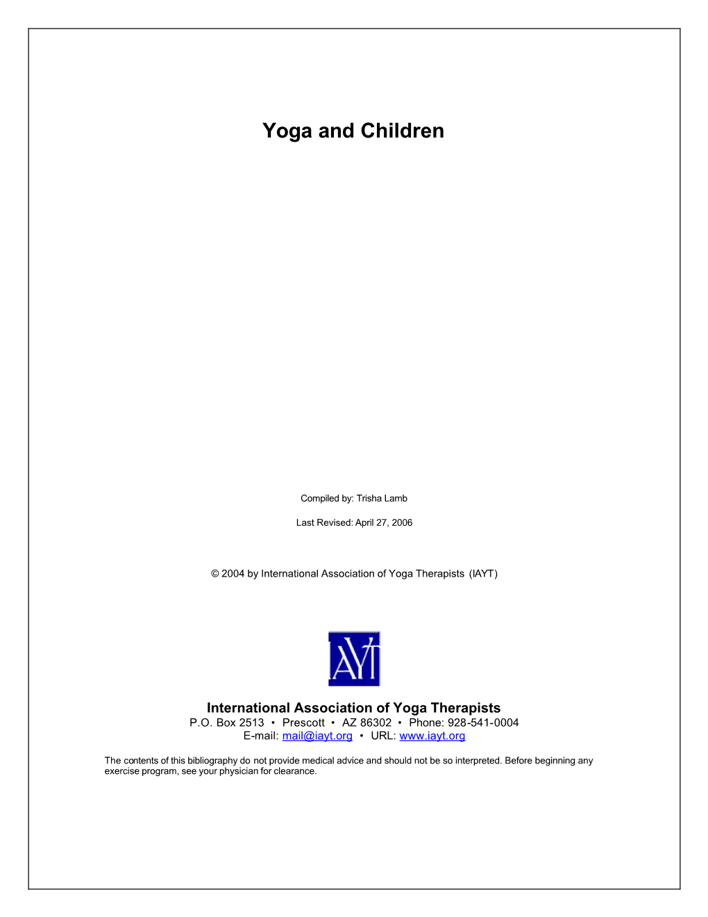 Yoga and Children