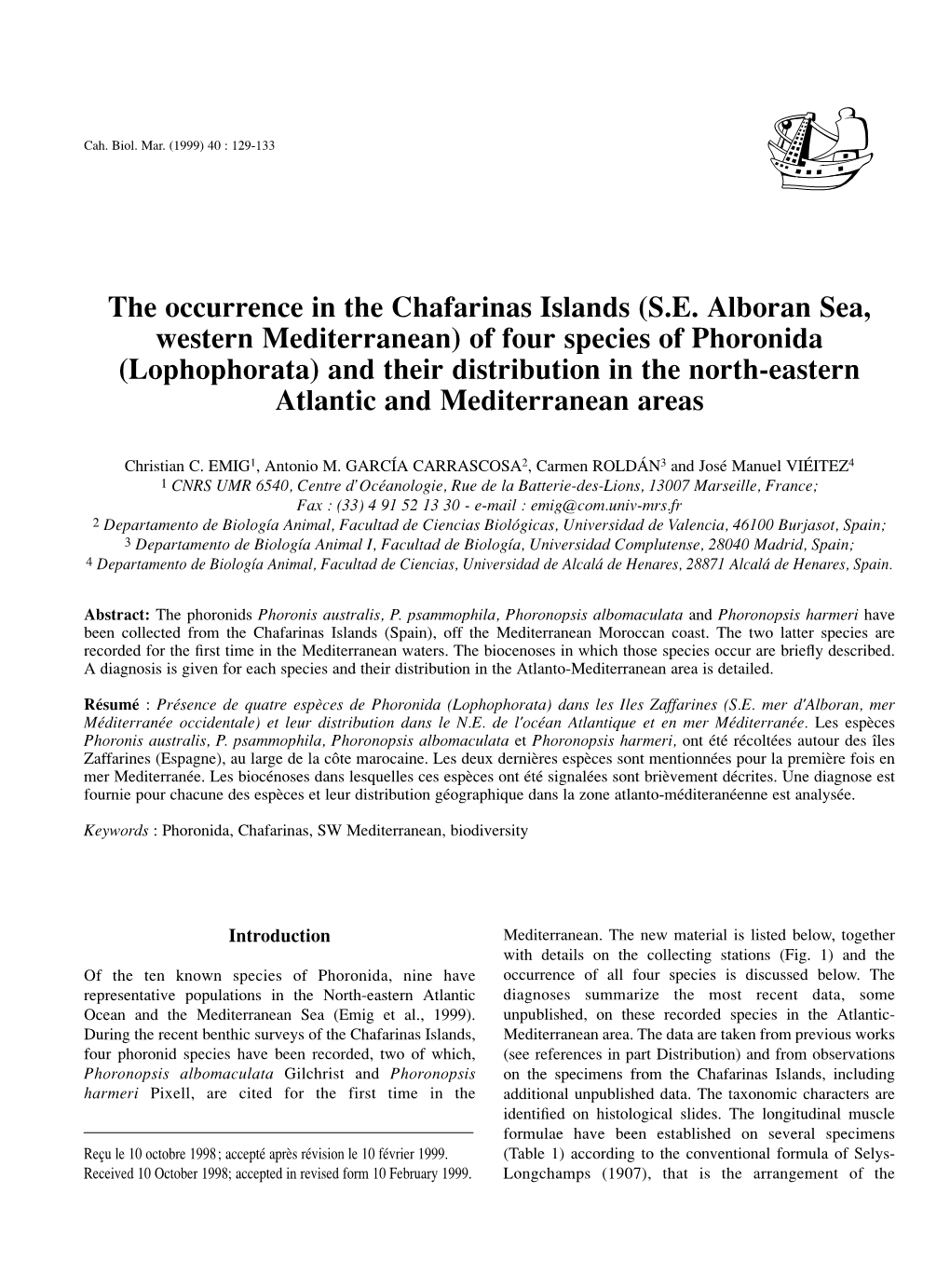 The Occurrence in the Chafarinas Islands (S.E. Alboran Sea,Western