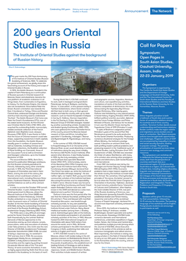 200 Years Oriental Studies in Russia