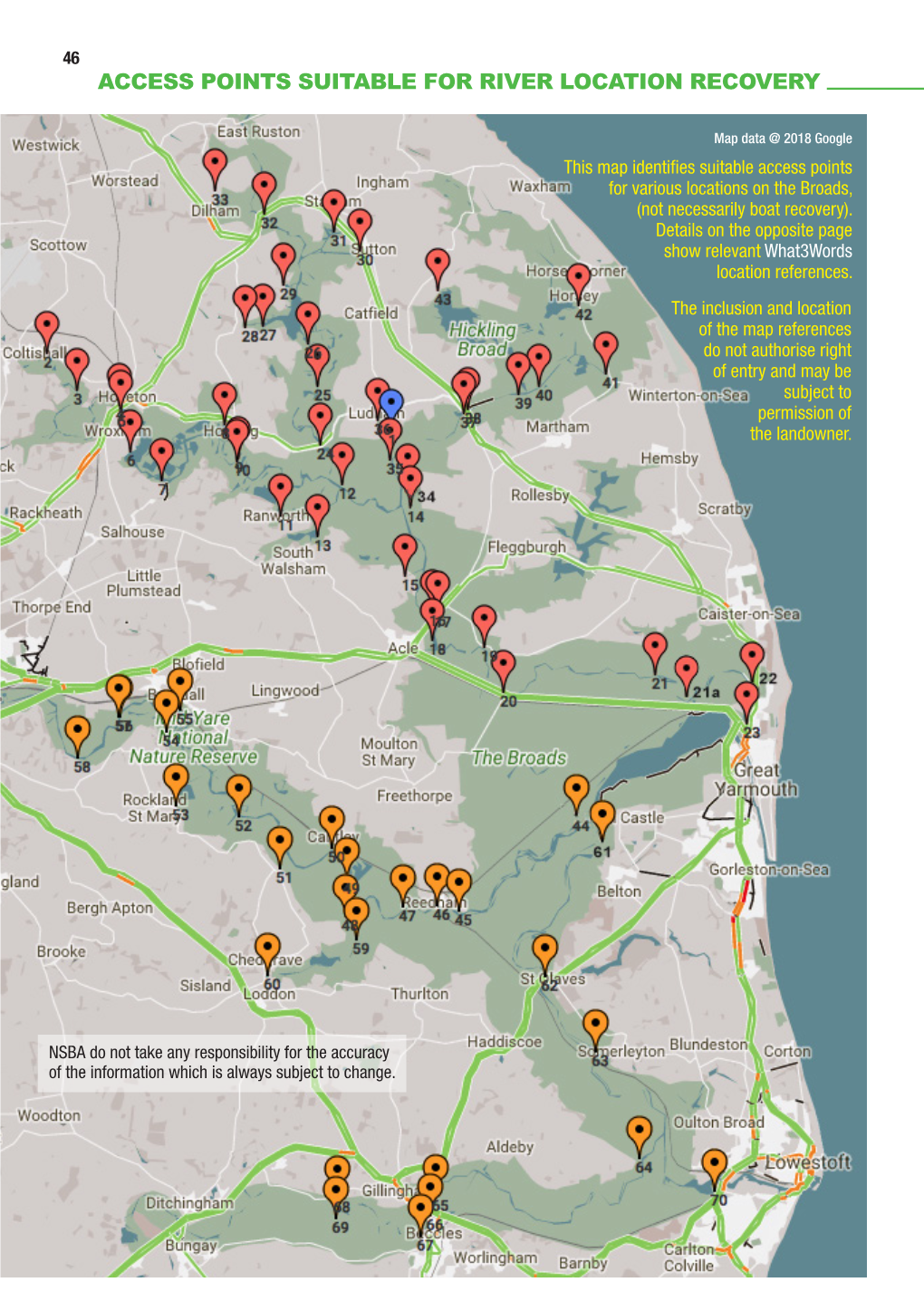 Map – Access Points Suitable for River Location Recovery