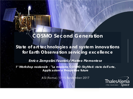 COSMO-Skymed Stato E Future Prospettive