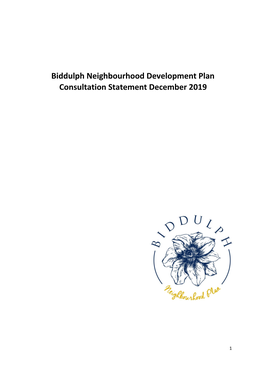 Biddulph Neighbourhood Development Plan Consultation Statement December 2019