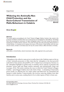 Widening the Antimafia Net: Child Protection and the Socio-Cultural