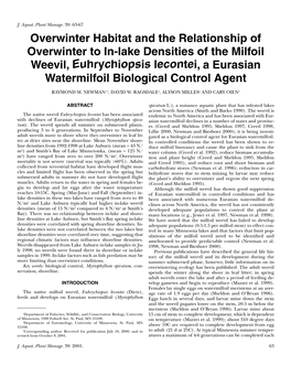 Overwinter Habitat and the Relationship of Overwinter to In