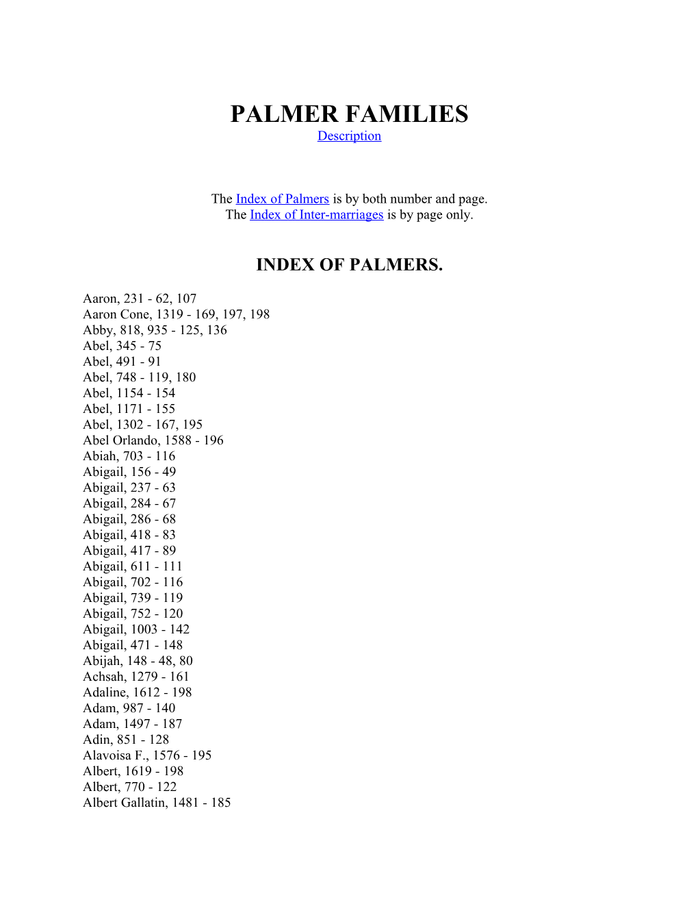 Index of Palmers