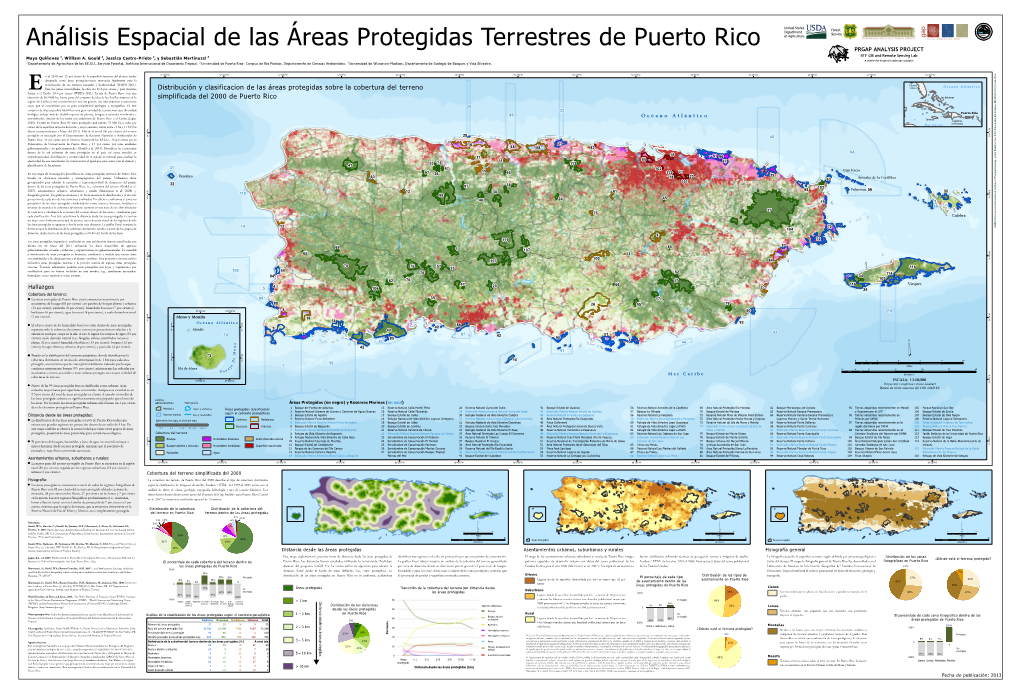 Análisis Espacial De Las Áreas Protegidas Terrestres De Puerto Rico PRGAP ANALYSIS PROJECT 1 1 2 3 IITF GIS and Remote Sensing Lab Maya Quiñones , William A