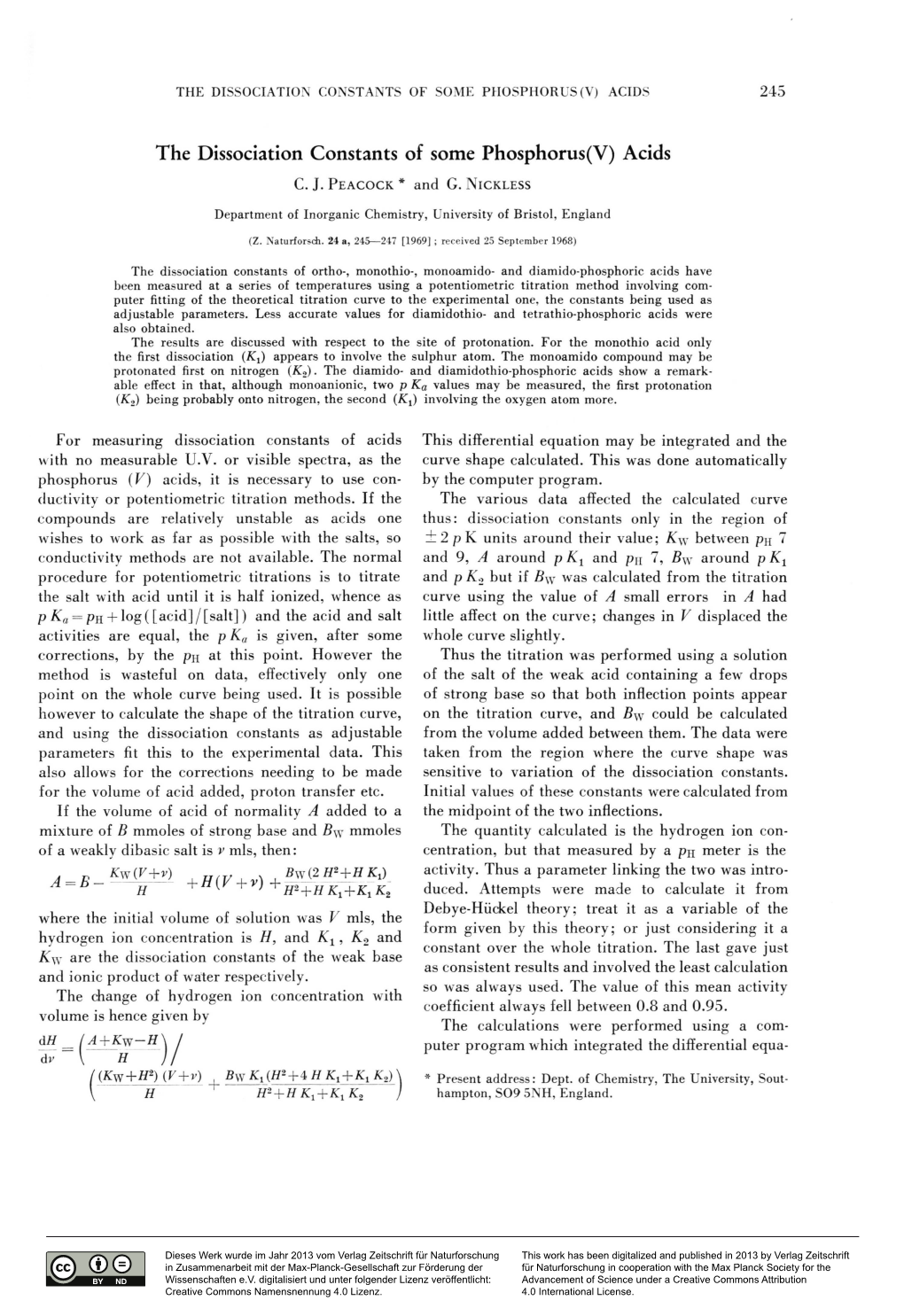 The Dissociation Constants of Some Phosphorus(V) Acids