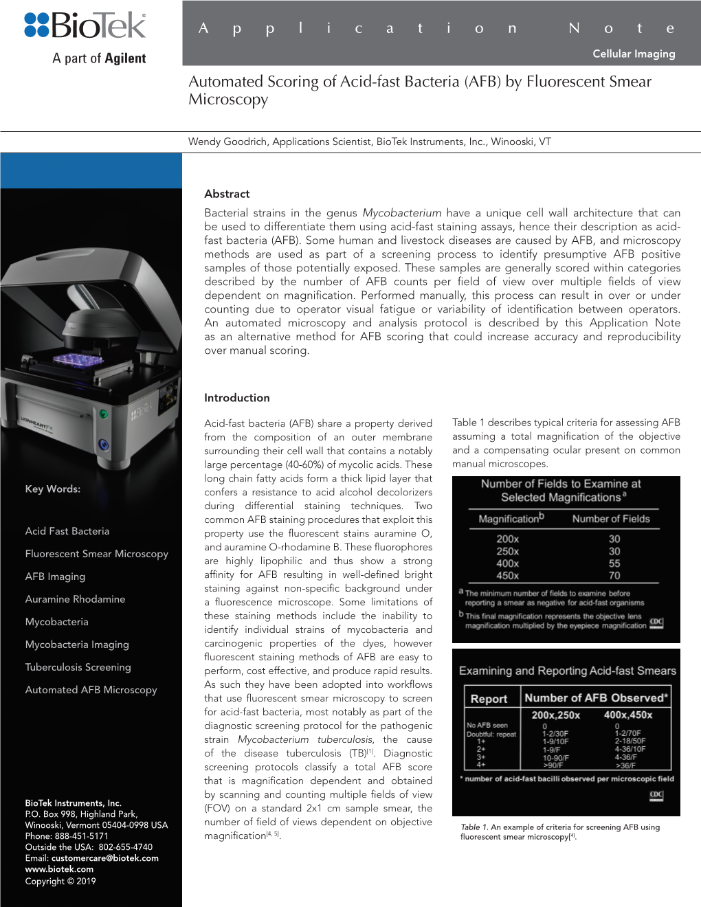 Automated Scoring of Acid-Fast Bacteria (AFB) by Fluorescent Smear Microscopy