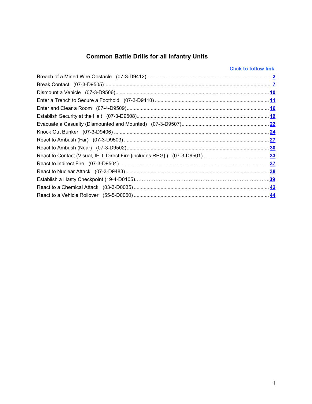 Common Infantry Battle Drills