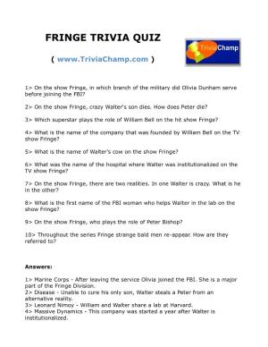 Fringe Trivia Quiz
