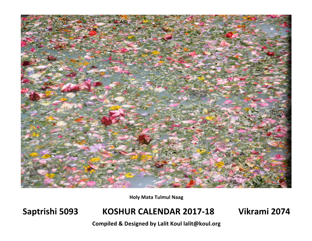 KOSHUR CALENDAR 2017-18 Vikrami 2074