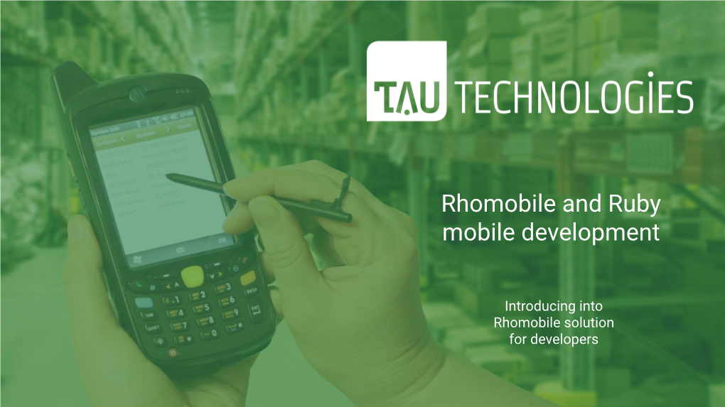 Rhomobile and Ruby Mobile Development