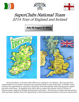 Superclubs National Team 2014 Tour of England and Ireland