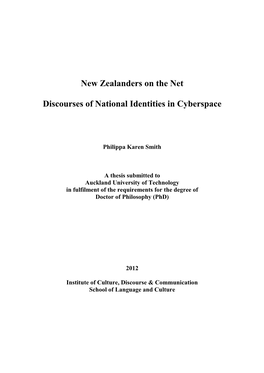 New Zealanders on the Net Discourses of National Identities In