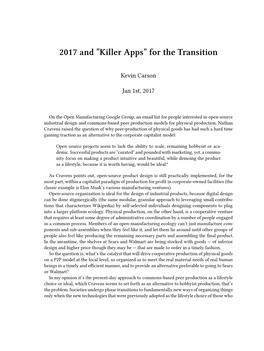 2017 and "Killer Apps" for the Transition