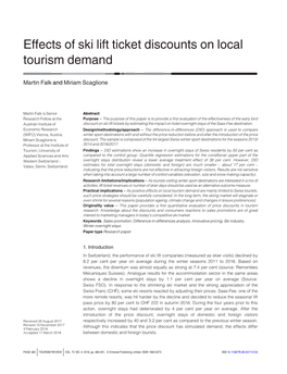 Effects of Ski Lift Ticket Discounts on Local Tourism Demand