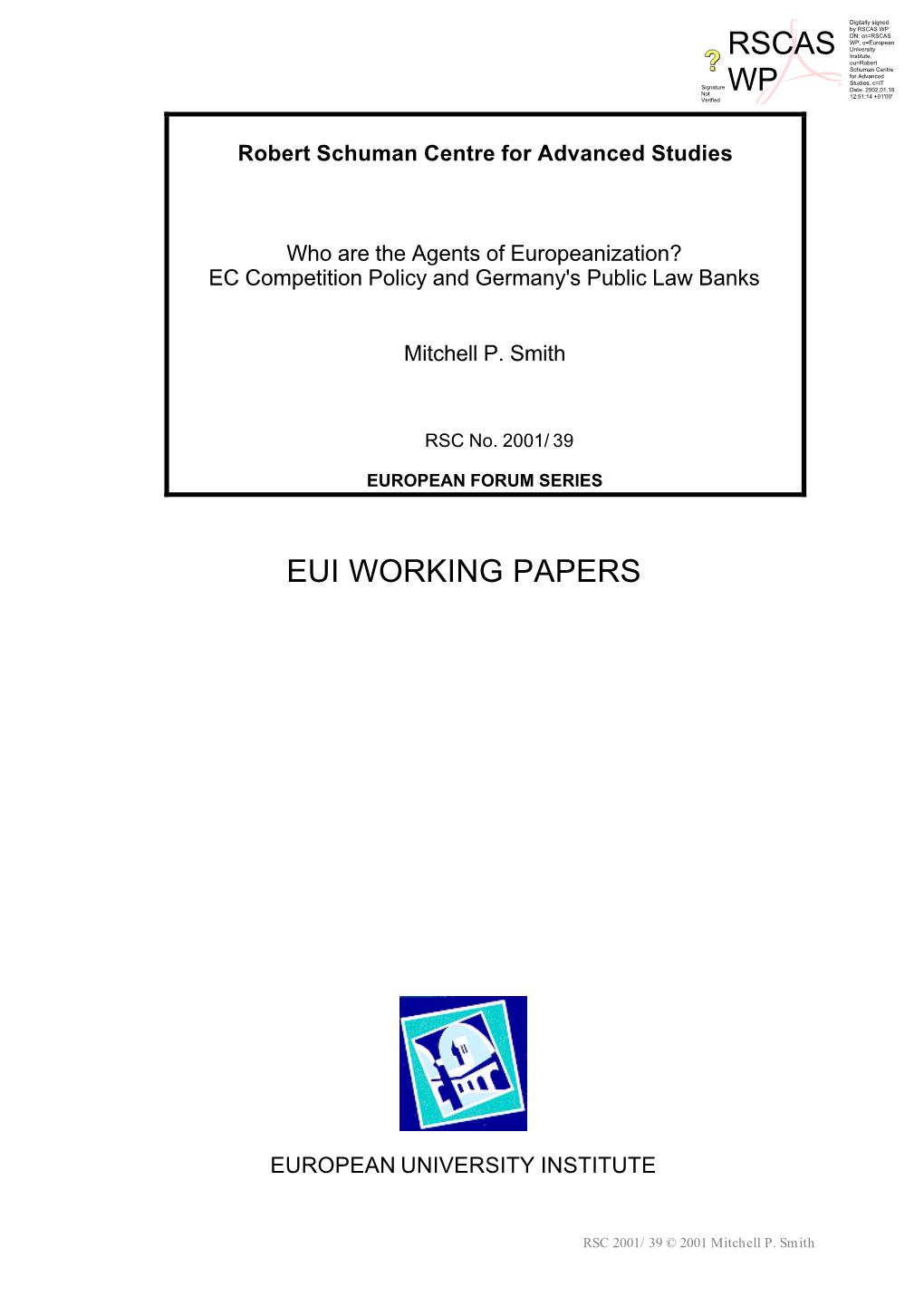 Eui Working Papers Rscas Wp